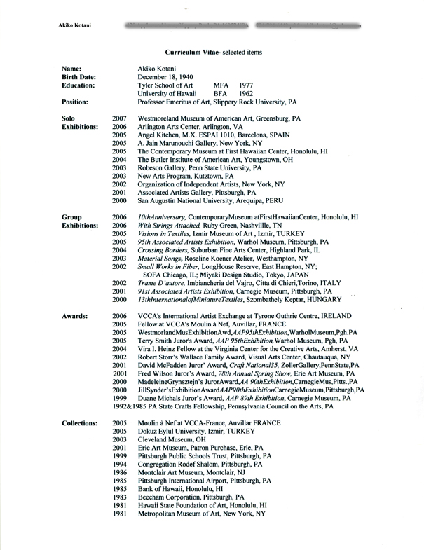 Akiko Kotani's Resume
